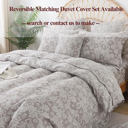 Image of FADFAY Rose Sheets Set Queen Vintage Curry Floral Bedding Shabby Farmhouse Bedding Super Soft Washed Double -Layer Muslin Sheets Luxury 100% Cotton Breathable Deep Pocket Fitted Sheet 4Pc, Queen Size