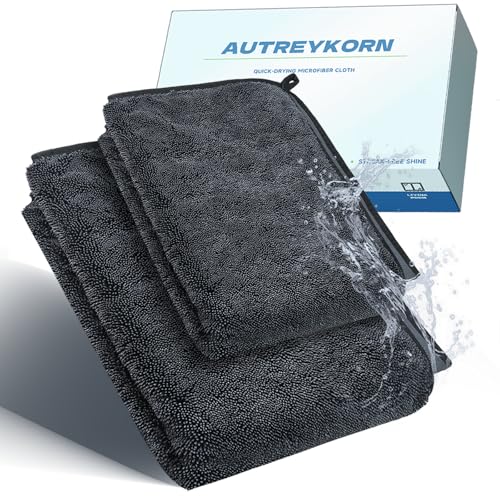 Autreykorn Quick Drying Microfiber Cloths Set of 2 (50x70cm & 40x40cm) - Ultra Absorbent, Scratch-Free for Car, Shower, Home, Camping - Streak-Free Shine