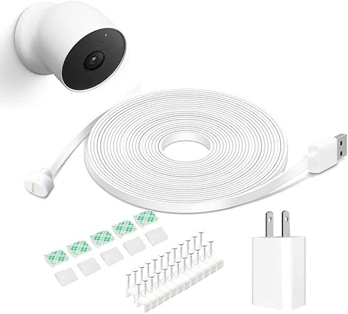 DIANMU Cable de alimentación y adaptador de 20 pies para Google Nest Cam exterior o interior (batería), cable de alimentación de carga resistente a