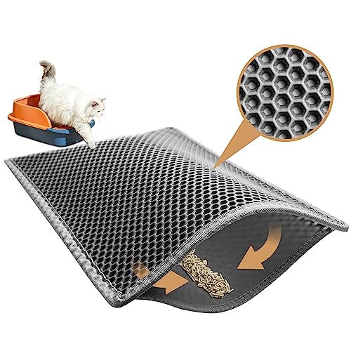 EVA Katzenklo Matte 90x60 Cm - Waben Design, Wasserdicht & Leicht Zu Reinigen | Groß XXL Unterlage Für Katzentoilette