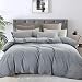 ESLITE LIFE 3 PCS Bedding Duvet Cover Queen, 100% Cotton Duvet Cover Set,Ultra Soft and Easy Care,Simple Style Bedding Sets with Buttons,90 x 90 inches, (Grey, Queen)