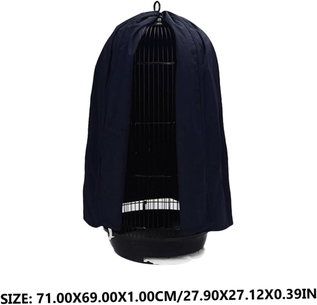 Dark Blue Round Bird Cage Cover Lightweight Breathable Net for Parrot and Birds Cage Skirt Protector with Easy Installation and Airflow Design