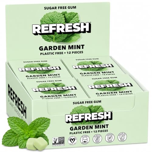 Refresh Sugar Free Chewing Gum with Xylitol, Garden Mint, 12 Pack