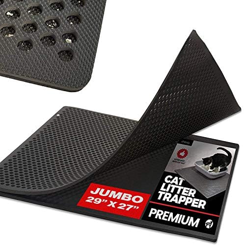 iPrimio Jumbo Cat Kitty Litter Box Trapper Mat 29x27 inches Mat Rug Traps and Catches Litter Through Large Holes, Multi-Layer Bottom Repels Urine, Perfect for Messy Cats