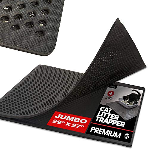 iPrimio Jumbo Cat Kitty Litter Box Trapper Mat 29x27 - Kitty Litter Mat - Mat Rug Traps and Catches Litter Through Large Holes, Multi-Layer Bottom Repels Urine, Perfect for Messy Cats
