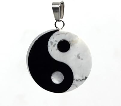 Silver Plated White Howlite Black Agate Stone Yin and Yang Eight Diagram Taoism Symbol Talisman Amulet Yin and Yang Pendant