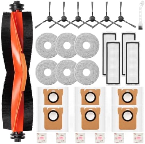 Chyodi 30 Stück Zubehör für Xiaomi X20 Max/X20 Pro Saugroboter Ersatzteile | Enthält 6 Staubbeutel 6 Wischpad 1 Hauptbürste 6 Seitenbürsten 4 HEPA Filter 1 Reinigungsbürs und 6 Duf