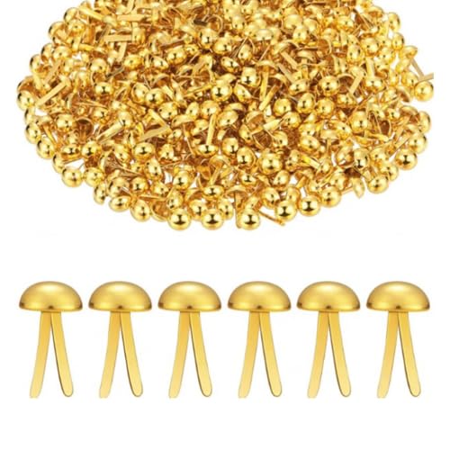 Ieron - ieron Lot de 200 mini attaches parisiennes rondes en métal pour scrapbooking, épingles fendues pour travaux manuels, estampage, scrapbooking, 4,5 x 8 mm, doré