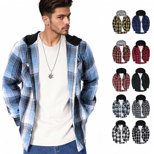 Men'S Hooded Flannel Shirt Jacket, Hooded Flannel Shirt For Men, Casual Long Sleeve Flannels Hoodie2