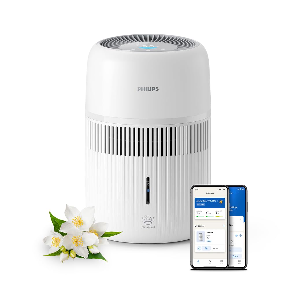 Philips Humidificador Evaporativo Serie 4000, Humidificación Higiénica, 99,97% Menos Bacterias, Depósito de Agua 3,5 L, 275 ml/h, Habitaciones hasta 41 m², Blanco (HU4209/00)
