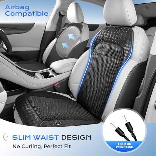 Image of Coverado Cooling Car Seat Cushion, Ventilated Seat Cover with 8 Turbo Fans, 12V-24V Dual Blowing & Suction, 3-Speed Adjustable Cooling Pad, Universal Fit for Cars, SUVs, Trucks & Vans, Black