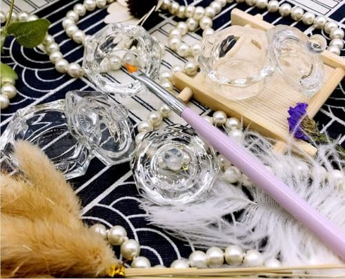 Happyupcity 2 Stück klare Nagelkunst Acryl Flüssigpulver Dappen Schale Glas Schale Nagel Kristall Schüssel Glaswaren mit Glasdeckel für Acrylflüssigkeit und Pulver