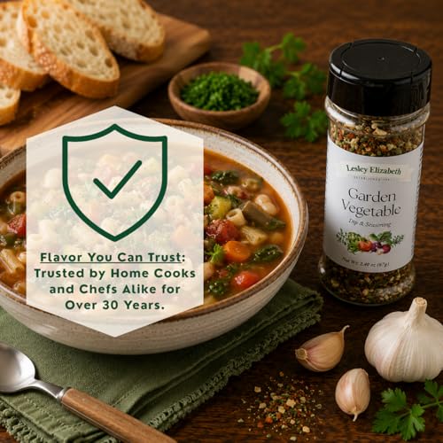 Image of Lesley Elizabeth Garden Vegetable Dip & Seasoning - All-Natural Herb & Veggie Spice Blend for Dips, Roasted Vegetables & Cooking | Gourmet All-Purpose Garden Seasoning