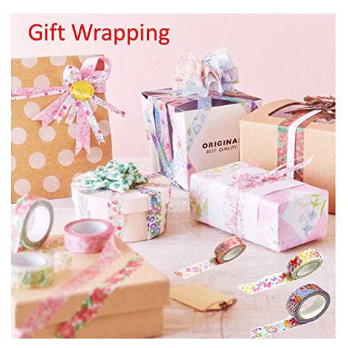 Image of Kamiiso Kimono Washi Masking Tape (15mm) - Double Cherry Blossoms - for Scrapbooking Art Craft DIY Photo Album Decoration