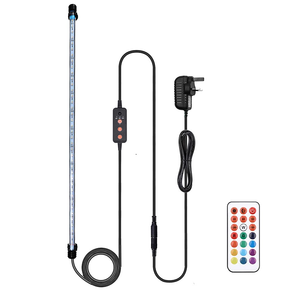 VARMHUS Lámpara LED para acuario, lámpara de acuario de color blanco y azul, con temporizador pequeño y simple para acuario, 71 cm, RGB)