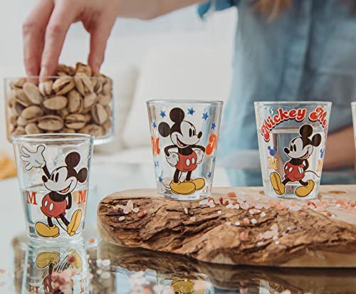 Disney Vintage Mickey Mouse 2-Ounce Mini Whiskey Shot Glass Cups, Set Of 6 | Home Barware Drinkware #TOP5