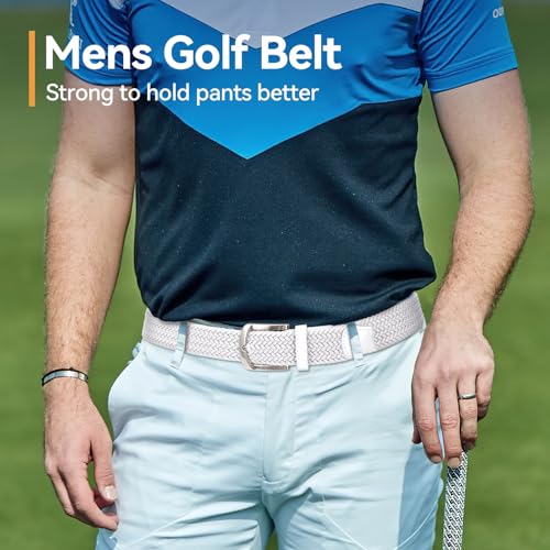 Image of SUOSDEY Men Stretch Braided Belt, Elastic Belt for Jeans Pants Casual Golf Belt 1 3 /8 inch