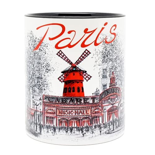 DESSAPT Arts - Paris et ses Monuments - Mug Céramique 325ml - Tasse-Cadeau Unique avec les Magnifiques Paysages Parisiens - Imprimé en France - Blanc et Noir