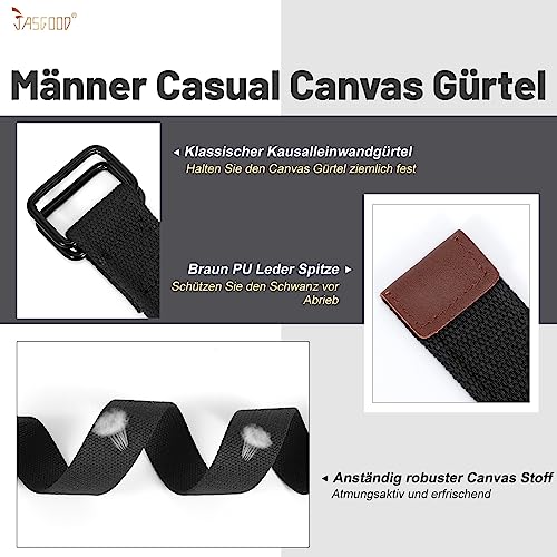 JasGood 2 Stück Herren Canvas Gürtel, Gewebter Casual Gürtel