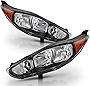 ACANII - For 2014 2015 2016 2017 2018 Ford Fiesta Black Housing Headlights Headlamps Assembly Pair Driver & Passenger