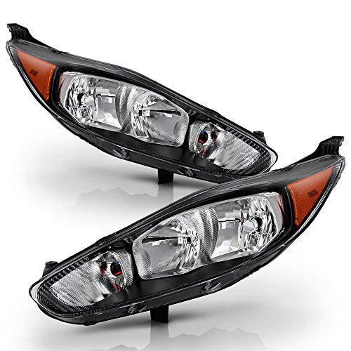 ACANII - For 2014 2015 2016 2017 2018 Ford Fiesta Black Housing Headlights Headlamps Assembly Pair Driver & Passenger