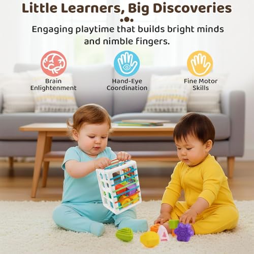 Image of StarAndDaisy Shape Sorting Toy for Baby & Toddler, Educational Toys for Kids 1 2 3 Years | Multi-Activity Cube / Learning Toys for Infants, Sorting Blocks / Alphabets Matching Toy for Boys & Girls