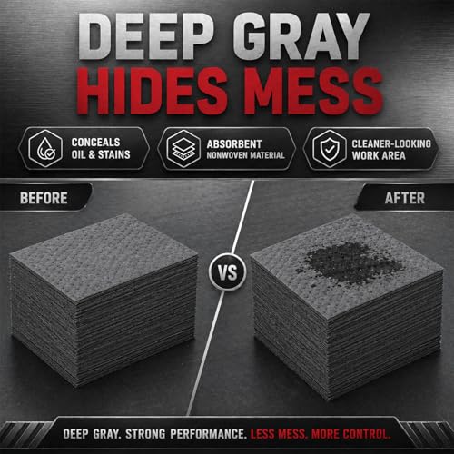Image of Hoolerry 30 Pcs Oil Absorbent Pads Bulk Heavy Weight Dimpled Garage Absorbing Pad Water Absorbent Mat Trimmable Oil Spill Mat for Garage Floor Workshop Auto Fluid Cleanup (13.5 x 17.5 Inch,Gray)