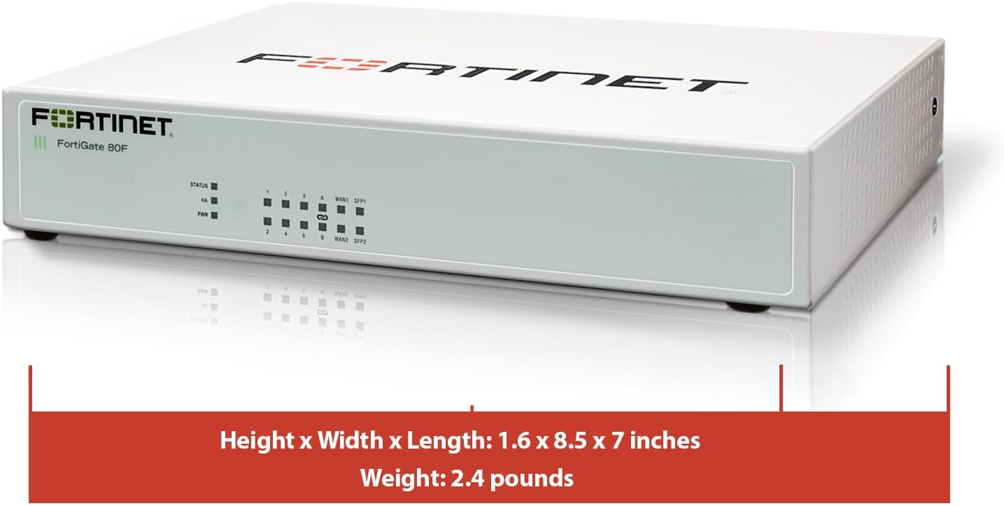 Fortinet Fortigate-80F Dual_Band USB Firewall Appliance - Plus 3 Year Forticare Premium And Fortiguard Unified Threat Protection (UTP) (FG-80F-BDL-950-36)