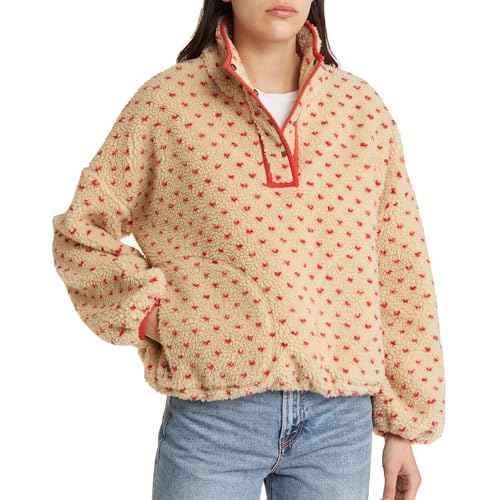 Hixiaohe Fleece Sweatshirt for Women Winter Long Sleeve High Neck Fuzzy Sherpa Pullover Jacket Warm Outerwear with Pockets