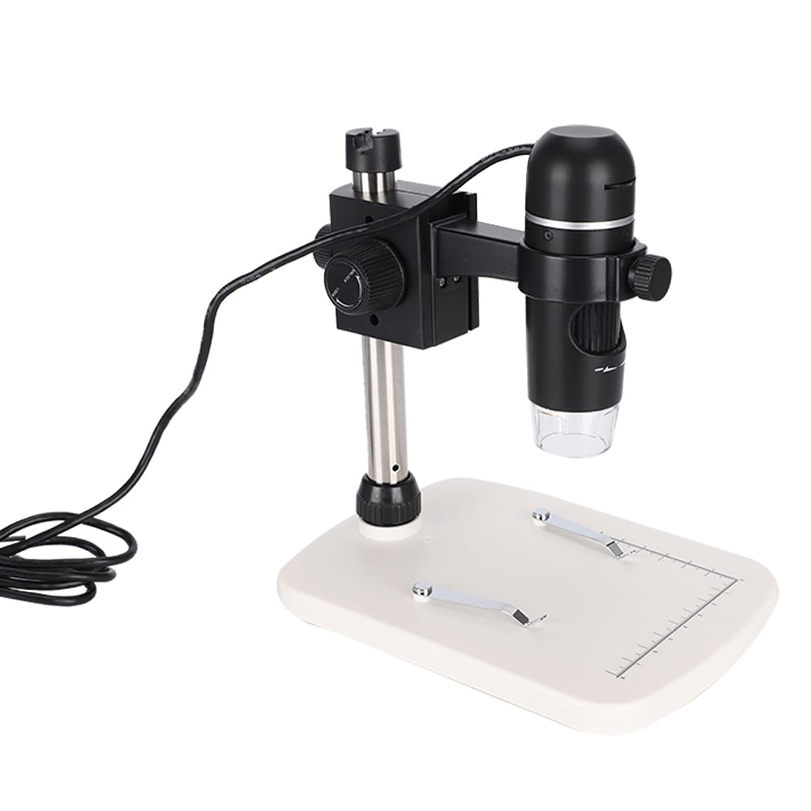 ASHATA Mikroskop Cyfrowy USB 300x 5 MP Mikroskop Elektronowy z 8 Diodami LED z Regulowanym Oświetleniem Statyw Pomiarowy, Profesjonalny Wideo HD do Kontroli, Lutowania Elektroniki