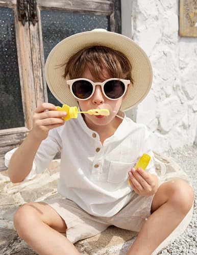 Image of Arshiner Boys Cotton Linen Henley Shirt Button Down Shirt Long Sleeve T Shirt Beach Shirt Tee Casual Solid Tops