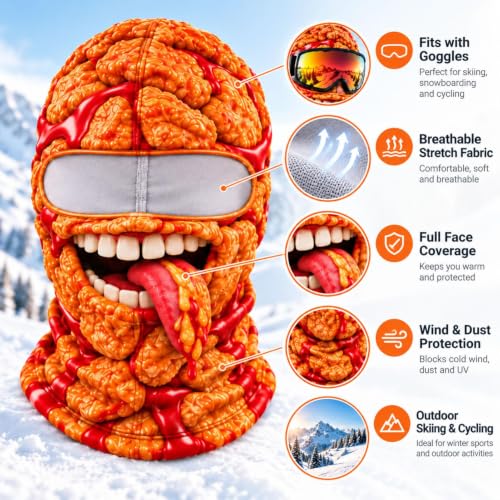 2D Funny Food Knit Balaclava for Adults, Warm Full-Face Ski Mask，#C - image 4