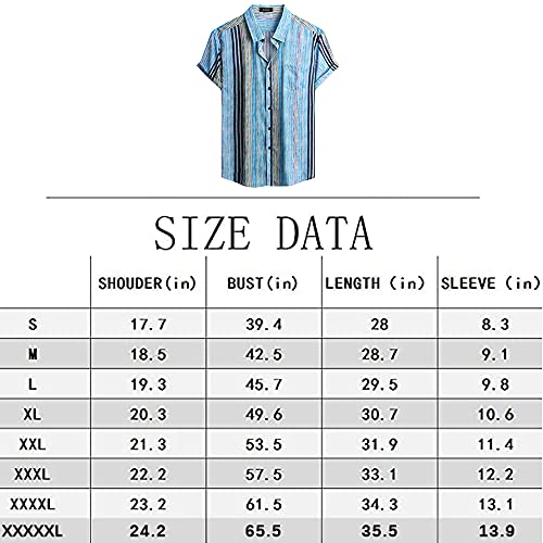 Mcedar Mens Casual Button Down Shirts Short Sleeve Striped Summer Vintage Beach Vacation Shirt 21029-L #TOP6