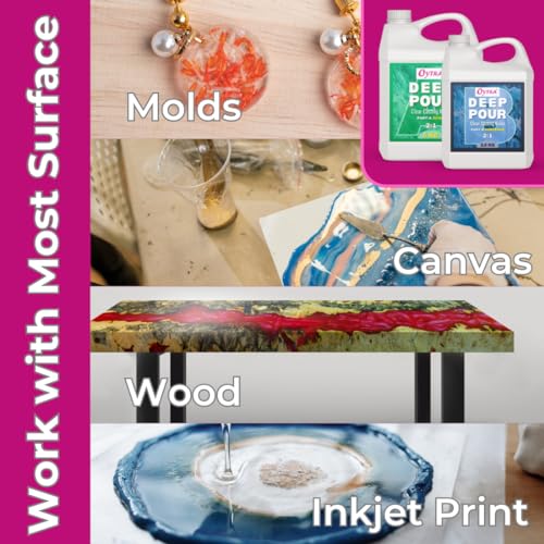 Image of Oytra Deep Pour Casting Liquid Hardener 2 1 Ratio Epoxy Resin for Wood High Gloss Crystal Clear Craft for River Table Tabletop Preservation and Large DIY Cast Art Projects (7.5 Kg)