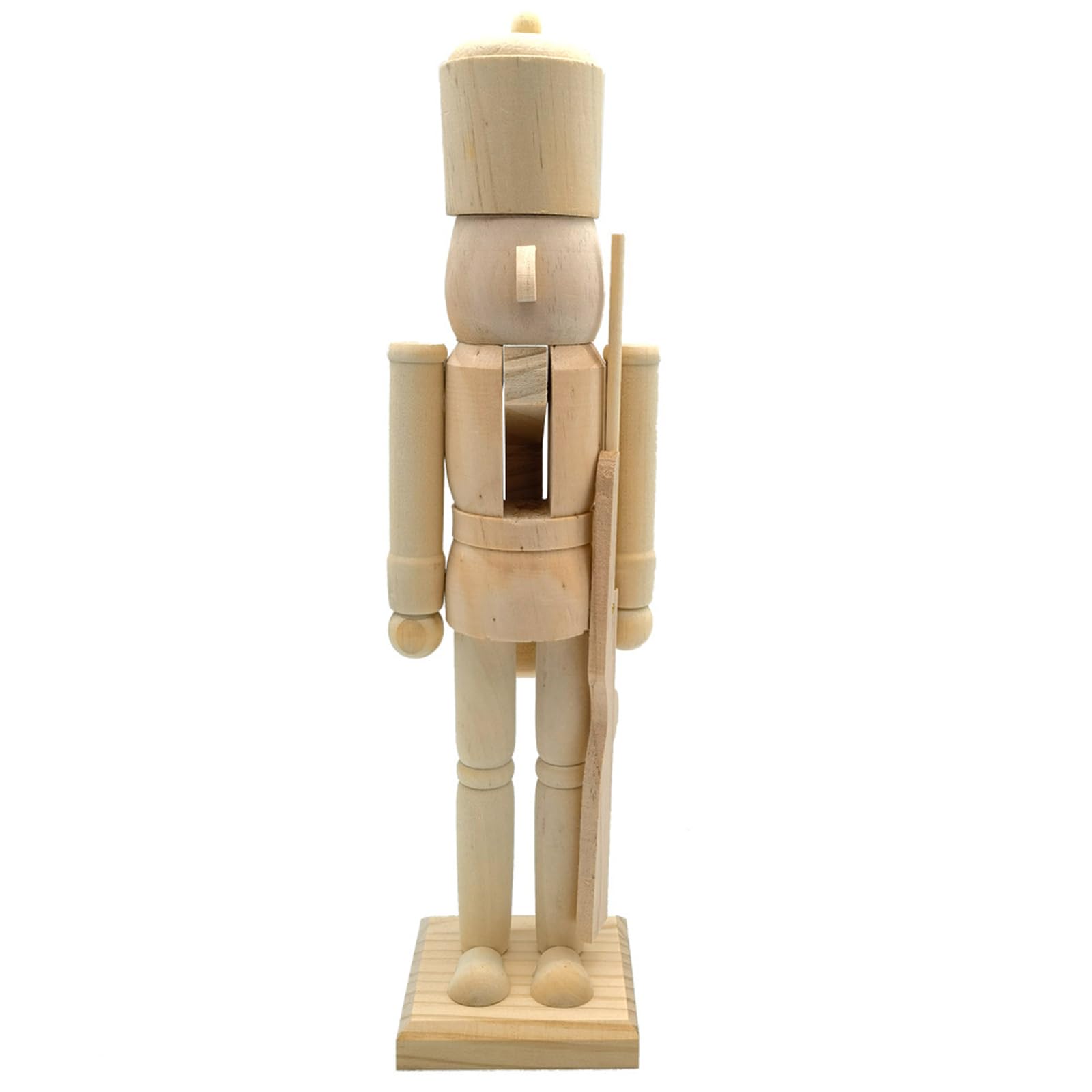 Hsioluted Christmas Unfinished Nutcrackers 38cm Unfinished Wood Nutcrackers Christmas Painting Figure Decoration Wood Soldier Statue Painting Craft