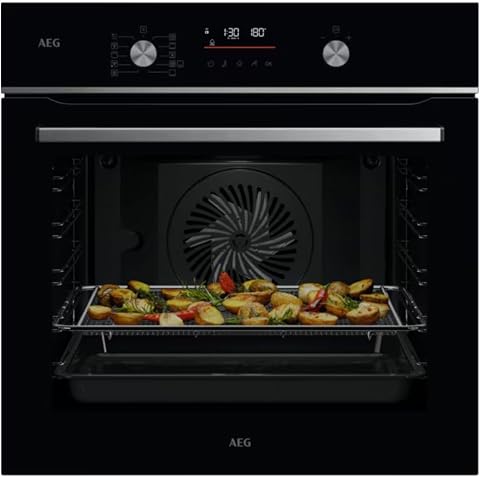 AEG Horno Multifunción OS6PB511AB, 71L, Bandeja AirFry, 9 Funciones, 45 Programas, Grill, Cocción Multinivel, Wifi, Sonda Térmica, Carriles Telescópicos, Limpieza Pirolítica, Pantalla LED, Negro