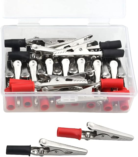 WMYCONGCONG 22 PCS Metal Alligator Clips Electrical Test Clamps with Plastic Hands Red Black Kit