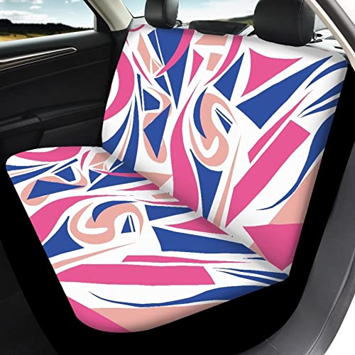 Image of Modysero Geometry Print Pink Car Seat Cover Full Set Soft Durable Elastic All Season Car Seat Protector Cute Comfortable Automotive Interior Accessories for Women Universal Fit All Cars Truck