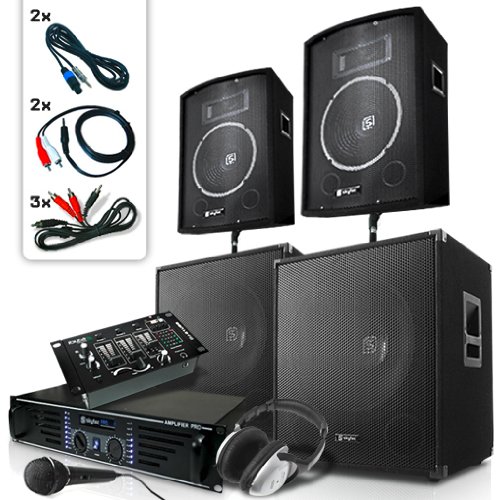 E-star Set DJ Bassbergen USB 4xcasse 1xamplificatore 1xmixer 2000W