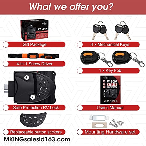 Mking Rv Door Lock Keyless Entry,Rv Keyless Entry Door Lock,Zinc Alloy Rv Door Lock, Rv Door Lock For Travel Trailer Camper, Will Only Fit 2.75" X 3.75" Lock Hole #TOP1