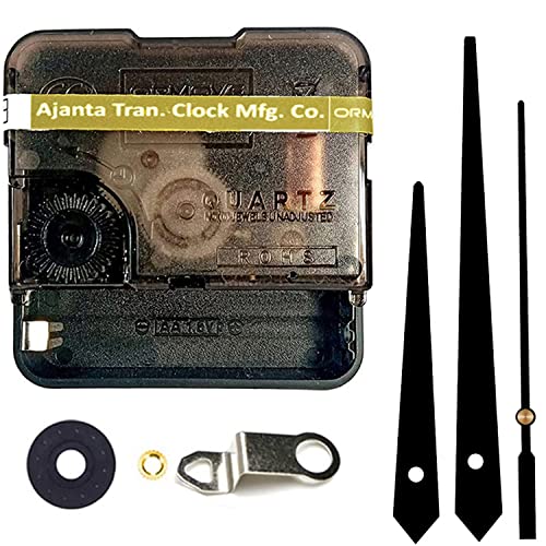 Image of QEWINOX Combo of Ajanta Mfg. Battery Operated Plastic Ticking Wall Clock Movement Machine with Hands (Made in India 100%) (Black 1)