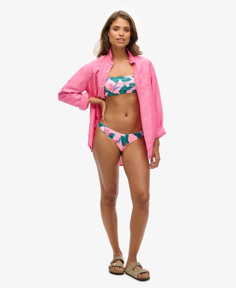 Superdry Damskie wyrafinowane majtki bikini z tropikalnym nadrukiem