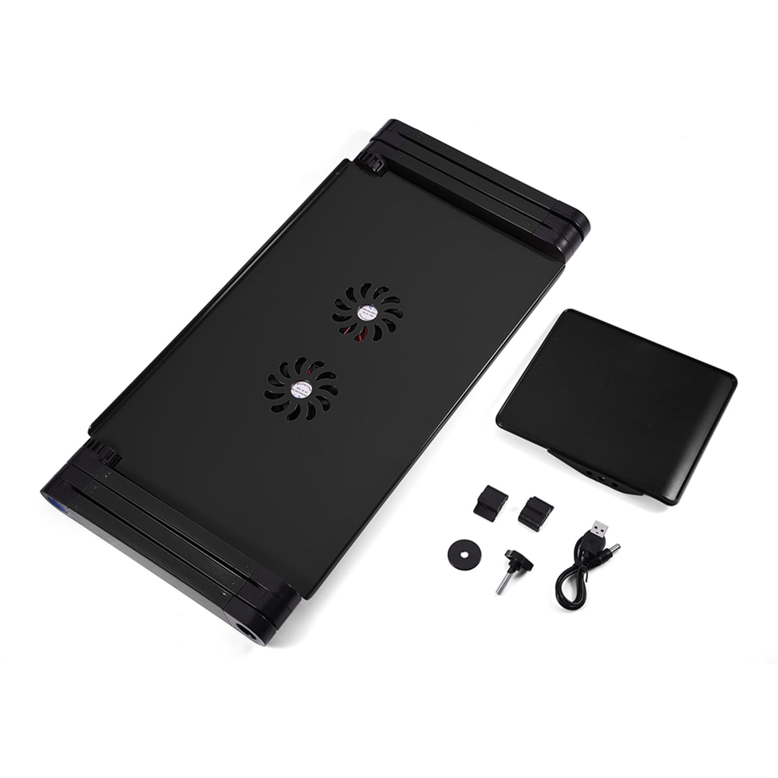 lyrlody Supporto per Laptop Scrivania per Laptop Regolabile Tavolo Pieghevole in Lega di Alluminio con Gambe Girevoli a 360 Gradi Doppie Ventole di Raffreddamento Vassoio per Mouse per Divano Letto