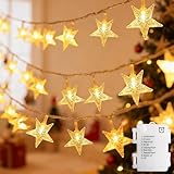 echosari 4M 40 LED Battery Powered Fairy string light,Five-pointed Star String Lights for Chrismas, Party, Wedding, New Year, Garden Décor (Warm White)