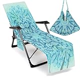 BONNE TAILLE : parfaite pour le jardin, la terrasse, la pelouse, la piscine, l'hôtel et d'autres endroits, la housse de serviette de chaise longue de plage est conçue avec une taille d'environ 75x 210 cm/29,5 x 83 pouces. Séchage rapide et facile à nettoyer. Lavable en machine.