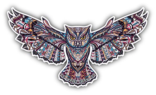 valstick Owl Totem African Indian Pattern Car Bumper Sticker Decal 6" x 3"