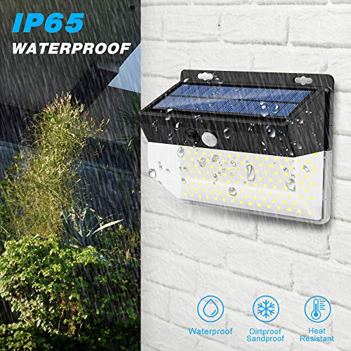 Solar Lights Motion Sensor, 262 LEDs Outdoor Lights Upgraded Solar Wall Light Wireless, 3 Modes (Security/ Permanent On All Night/ Smart Brightness Control ) with IP65 Waterproof, Wide Angle (2 Pack)