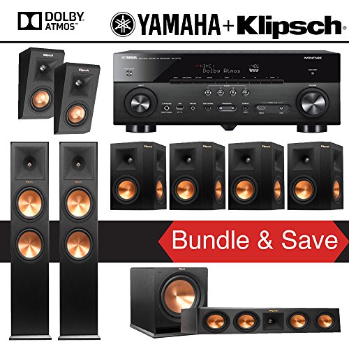 Klipsch RP-280F 7.1.2-Ch Reference Premiere Dolby Atmos Home Theater System with Yamaha AVENTAGE