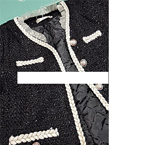 LIUDAINC Jaqueta de treino, elegante slim curto outono estilo caot renda pathchwork tweed jaquetas e