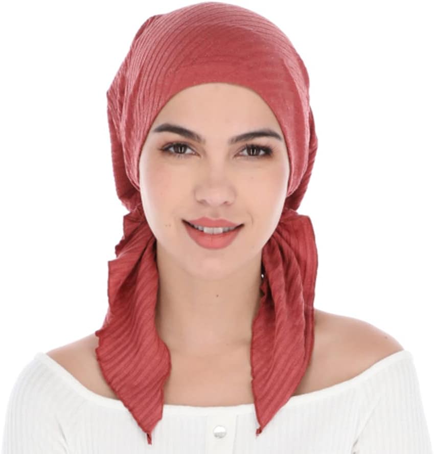 Pretied Head Scarves for Women Featuring A Unique Sparkly Foil Finish and Stretchy Ribbed Fabric image 2